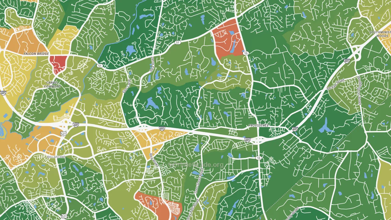 Piper Glen Estates, Charlotte, NC Map of Vandalism Rates