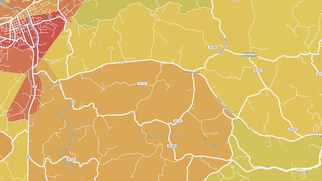 Pipers Gap, VA Map of Vandalism Rates