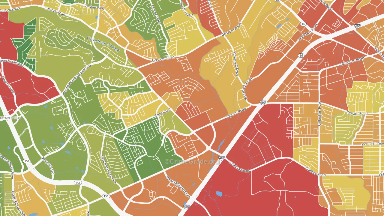 Pipers Meadow, San Antonio, TX Map of Vandalism Rates