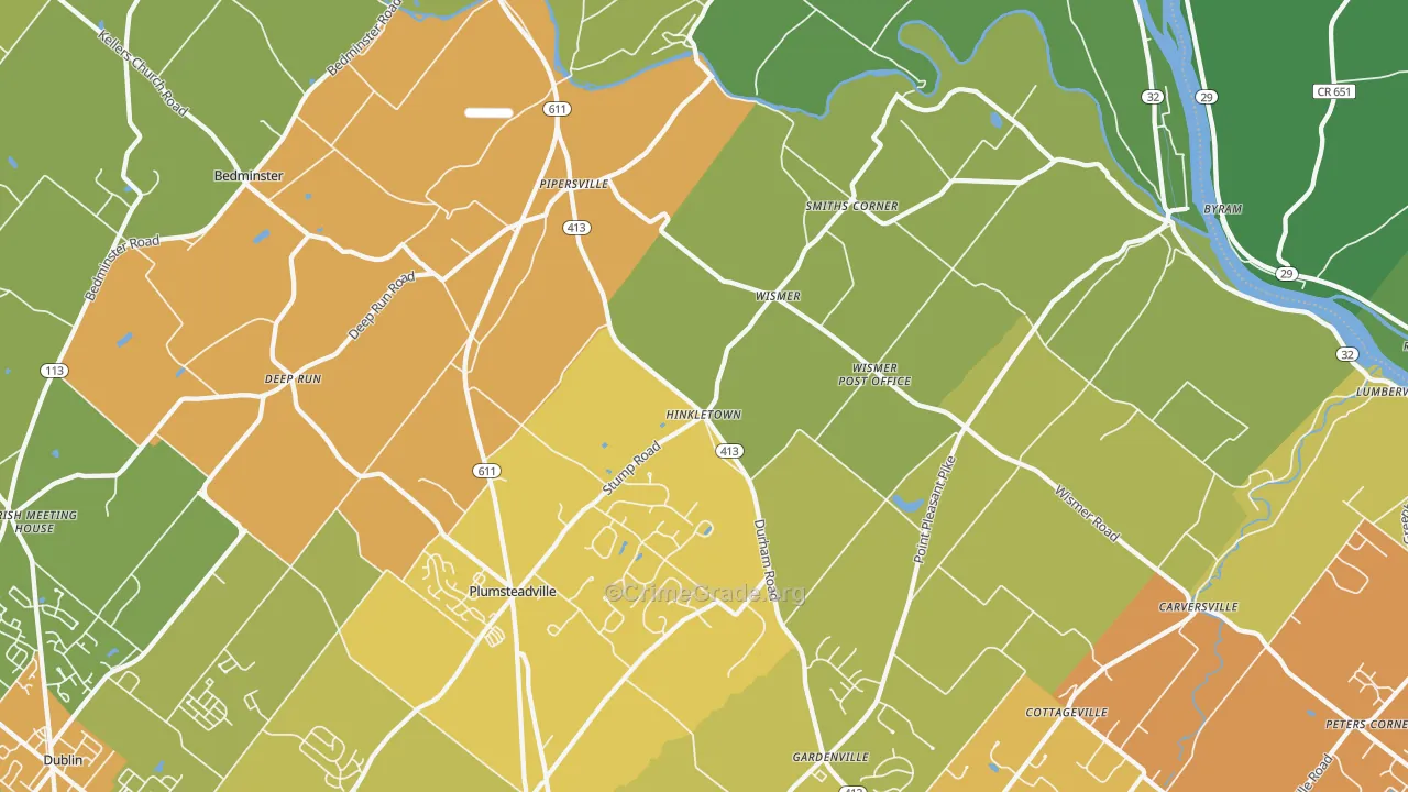 Pipersville, PA Map of Vandalism Rates