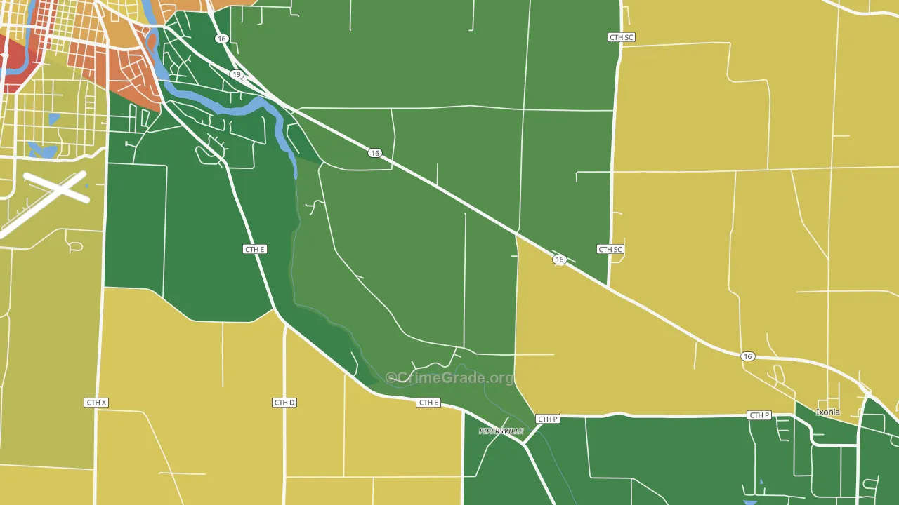 Pipersville, WI Map of Vandalism Rates