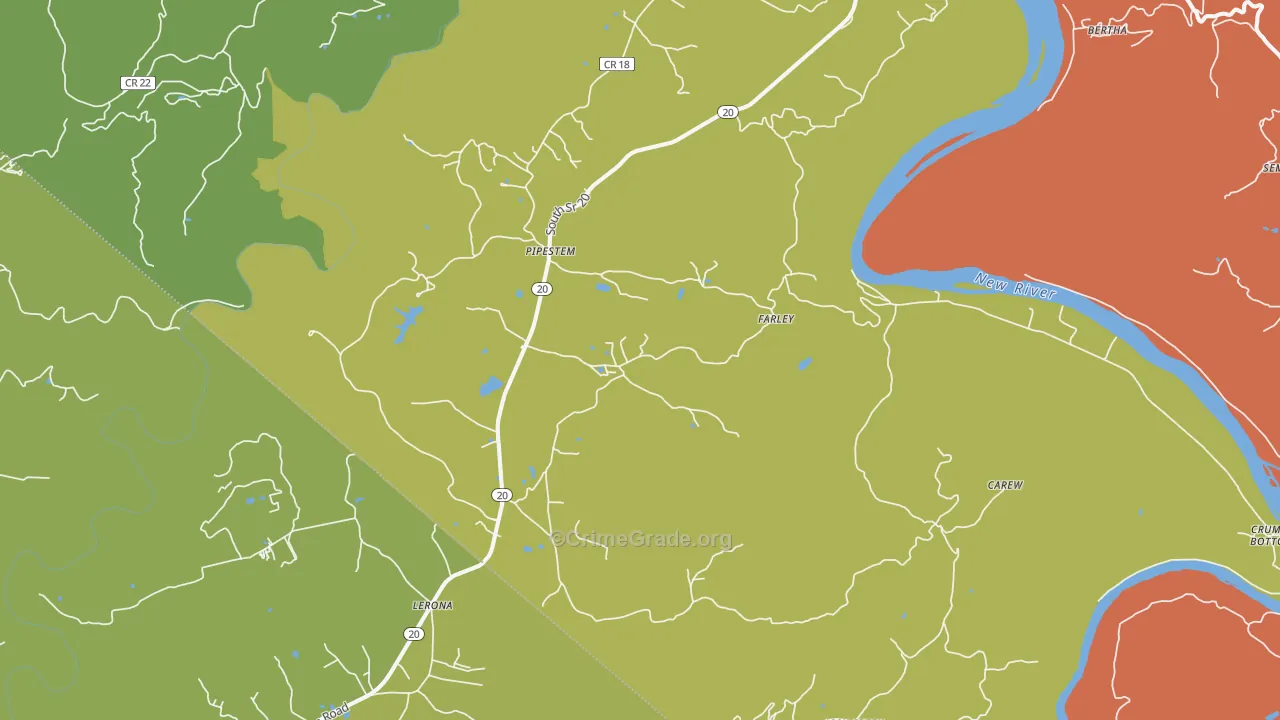Pipestem, WV Map of Vandalism Rates