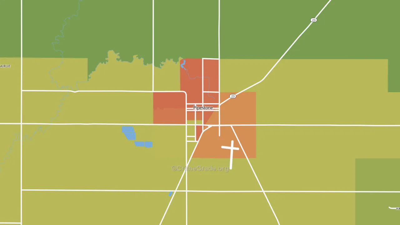Pipestone, MN Map of Vandalism Rates