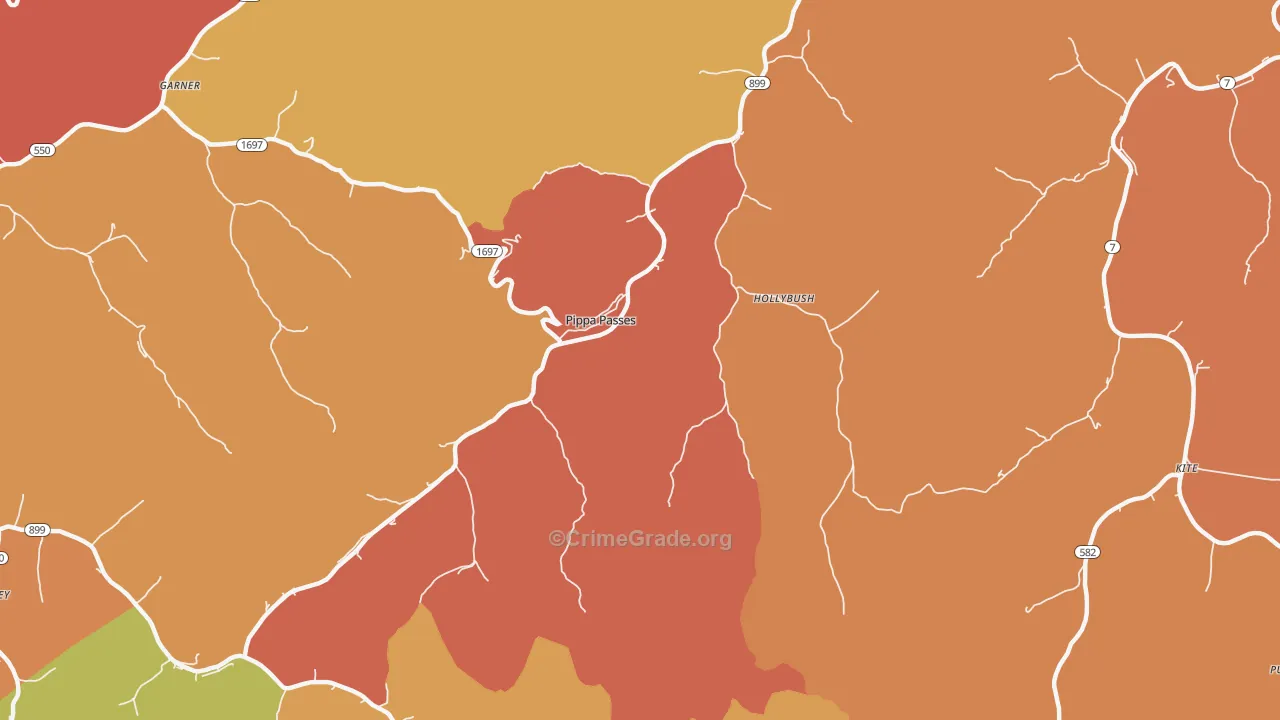 Pippa Passes, KY Map of Vandalism Rates