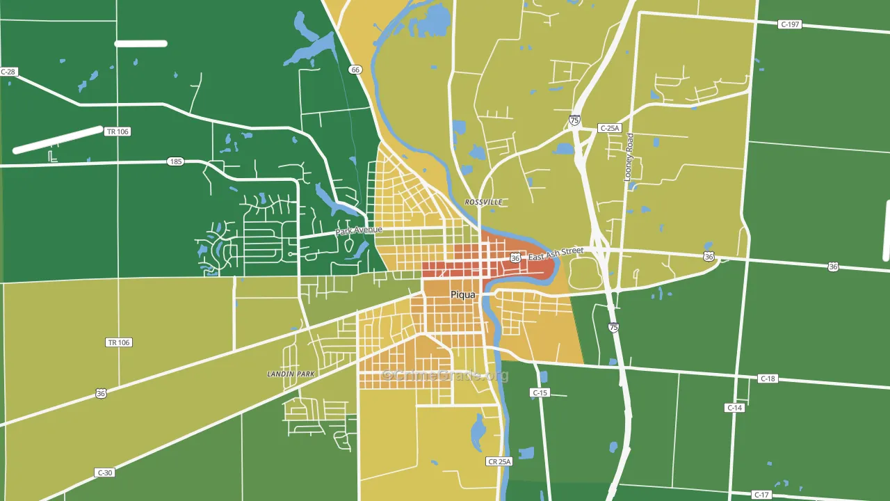 Piqua Historic District, Piqua, OH Map of Vandalism Rates