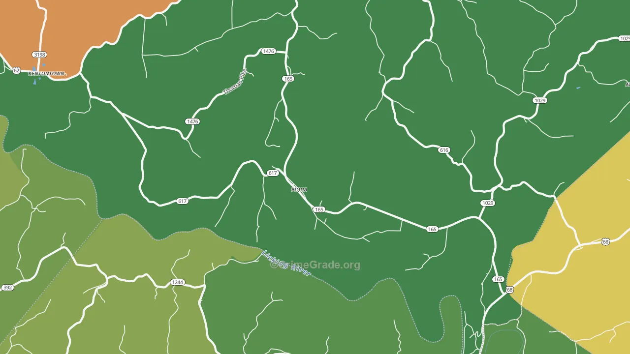 Piqua, KY Map of Vandalism Rates