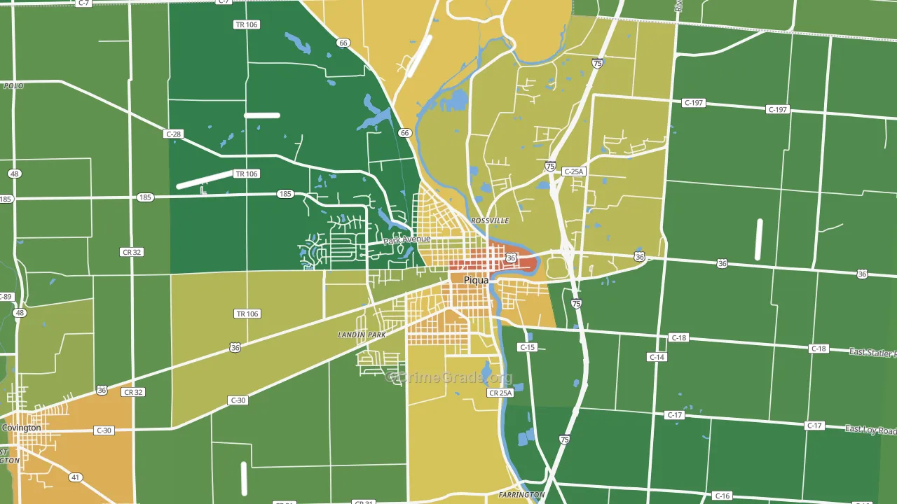 Piqua, OH Map of Vandalism Rates