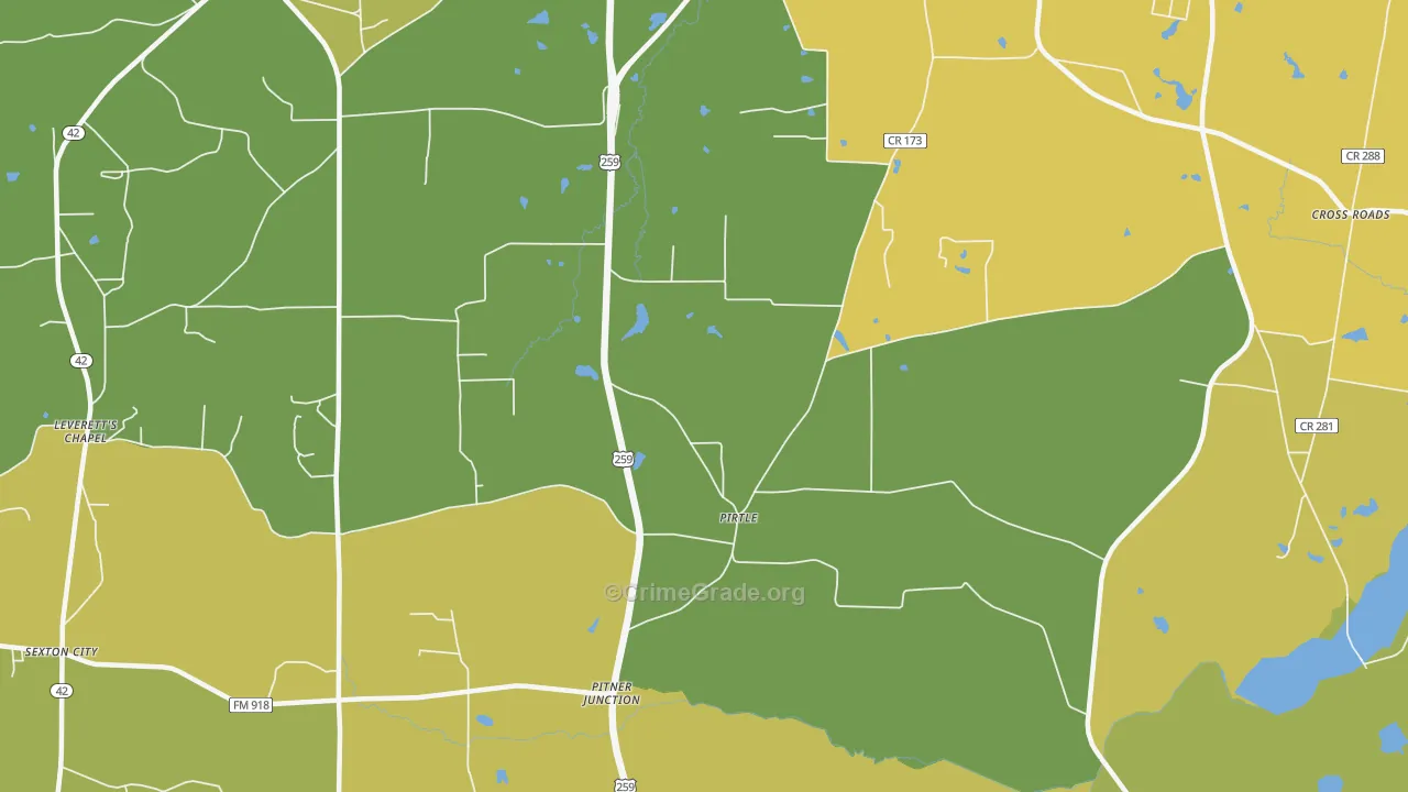 Pirtle, TX Map of Vandalism Rates