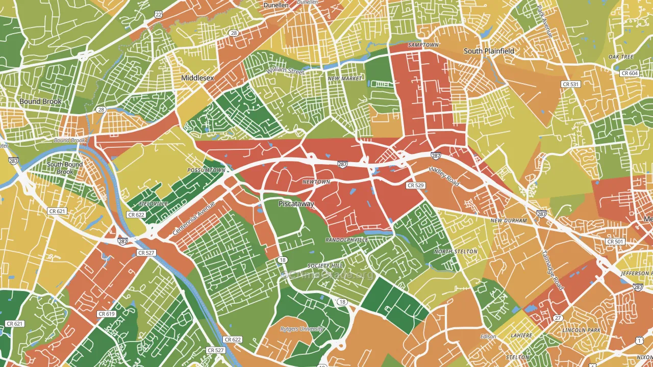 Piscataway, NJ Map of Vandalism Rates