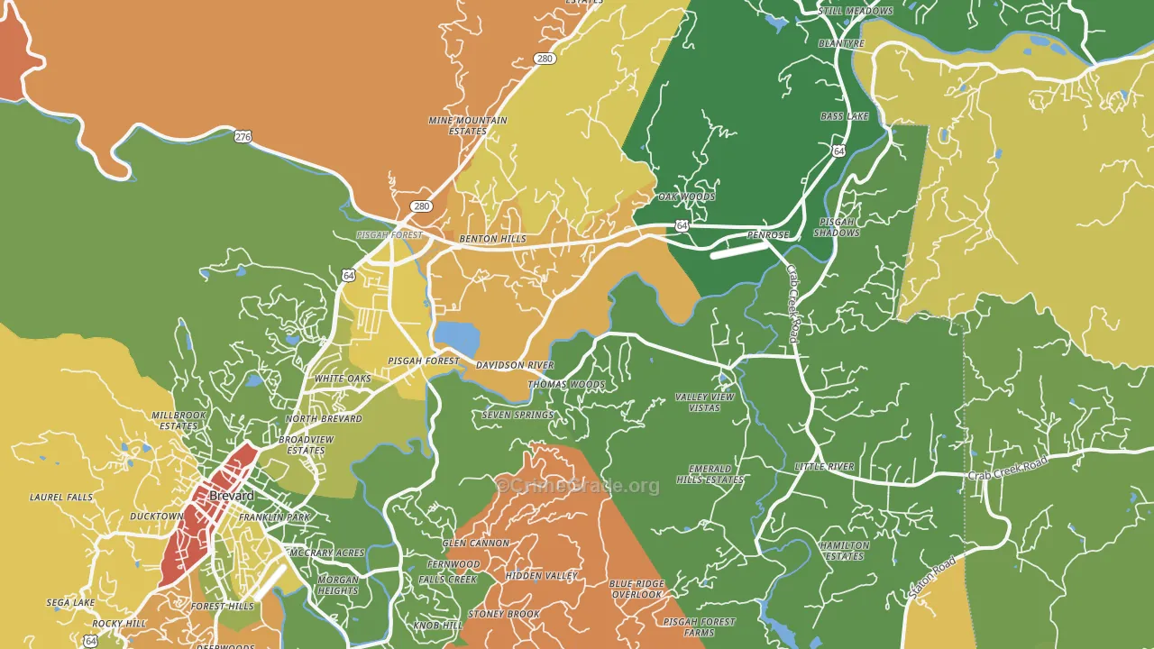 Pisgah Forest, NC Map of Vandalism Rates