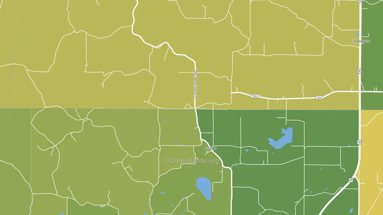 Pisgah, MS Map of Vandalism Rates