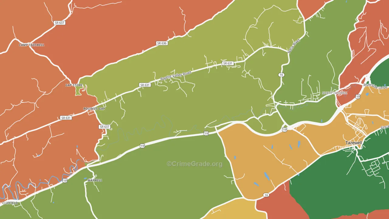 Pisgah, VA Map of Vandalism Rates