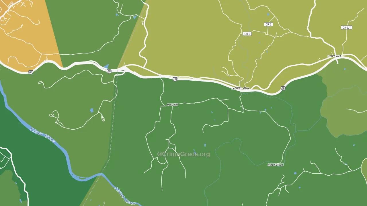Pisgah, WV Map of Vandalism Rates