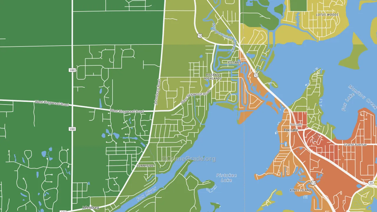 Pistakee Highlands, IL Map of Vandalism Rates