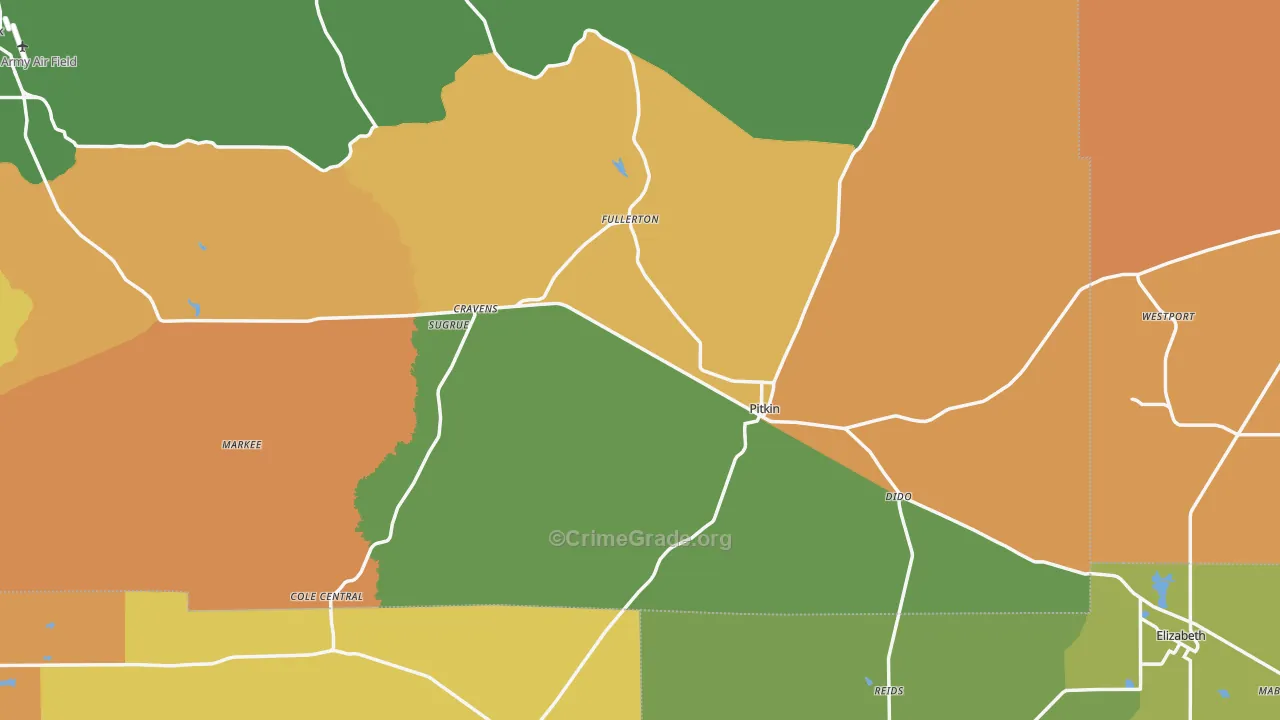 Pitkin, LA Map of Vandalism Rates