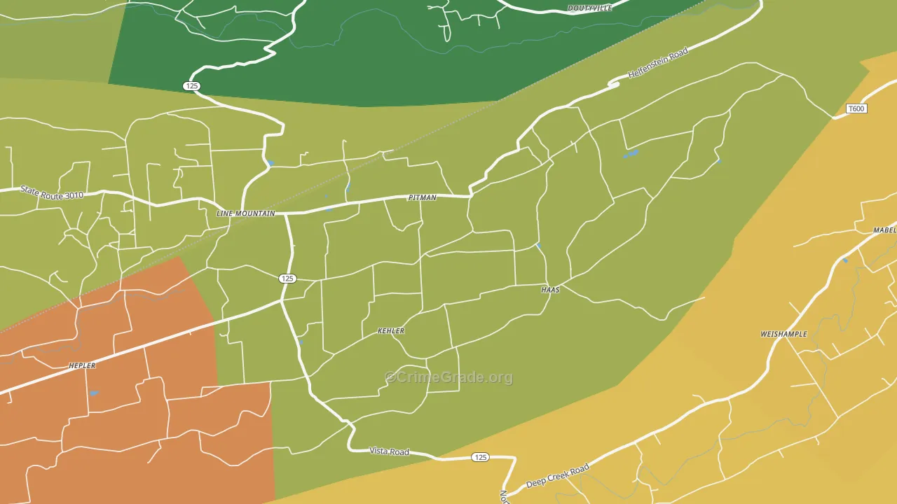 Pitman, PA Map of Vandalism Rates