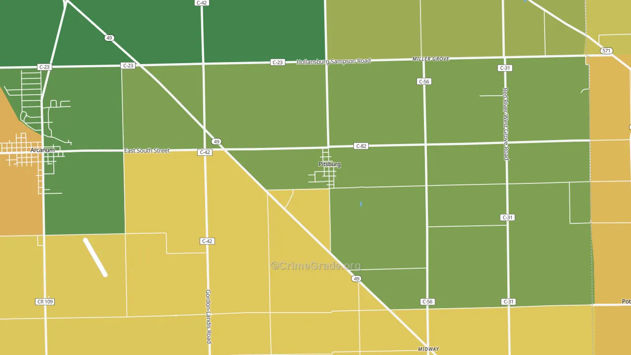 Pitsburg, OH Map of Vandalism Rates
