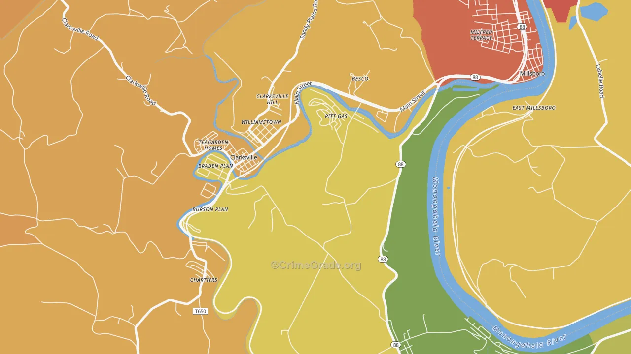 Pitt Gas, PA Map of Vandalism Rates