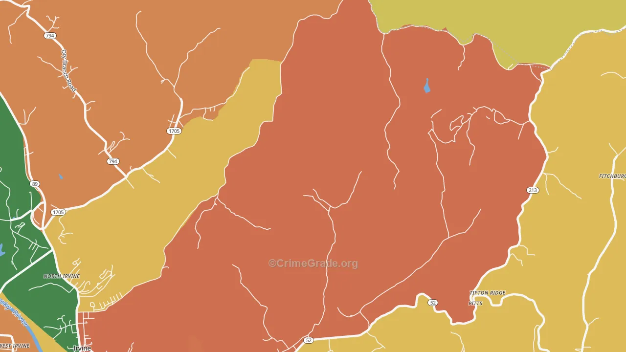 Pitts, KY Map of Vandalism Rates