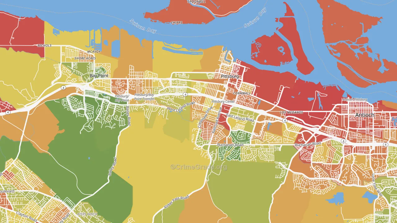 Pittsburg, CA Map of Vandalism Rates