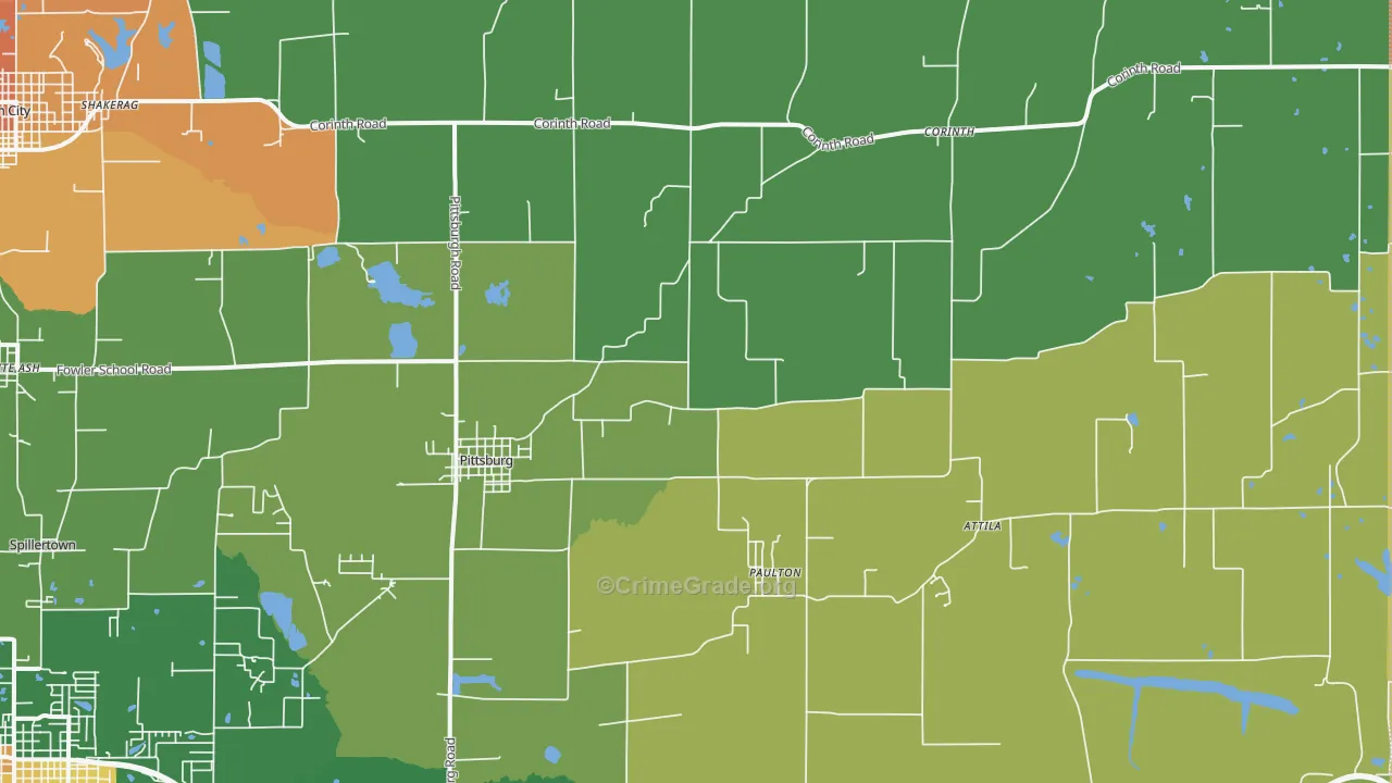 Pittsburg, IL Map of Vandalism Rates
