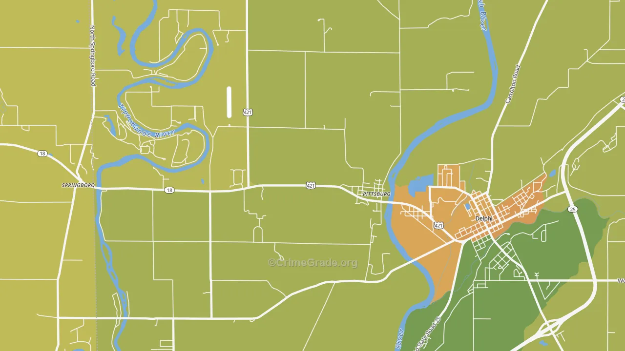 Pittsburg, IN Map of Vandalism Rates