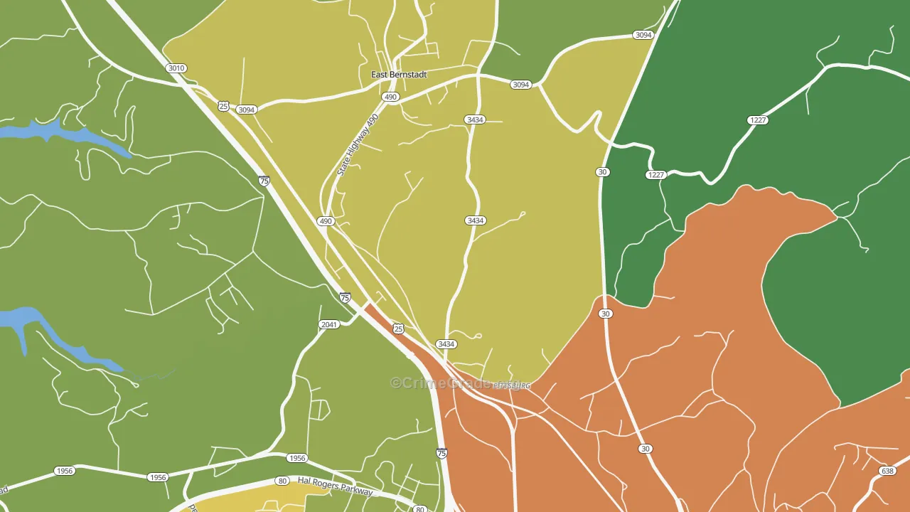 Pittsburg, KY Map of Vandalism Rates