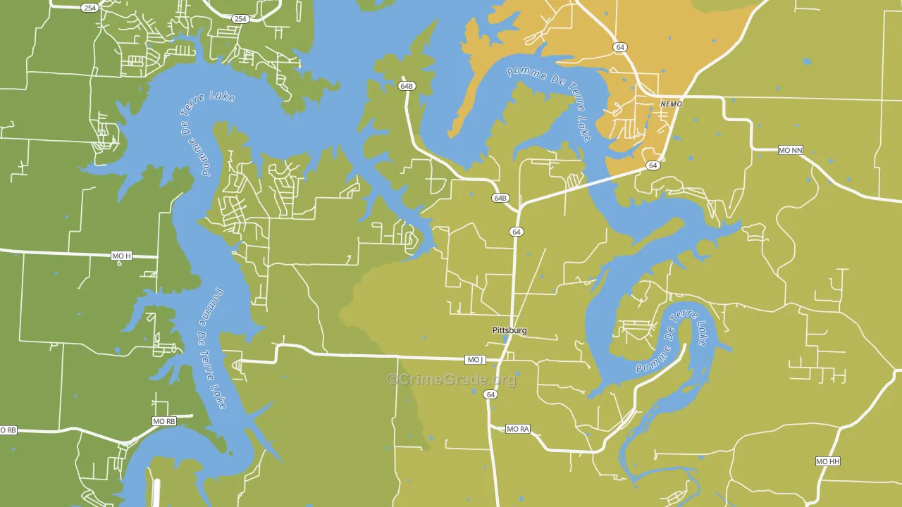 Pittsburg, MO Map of Vandalism Rates