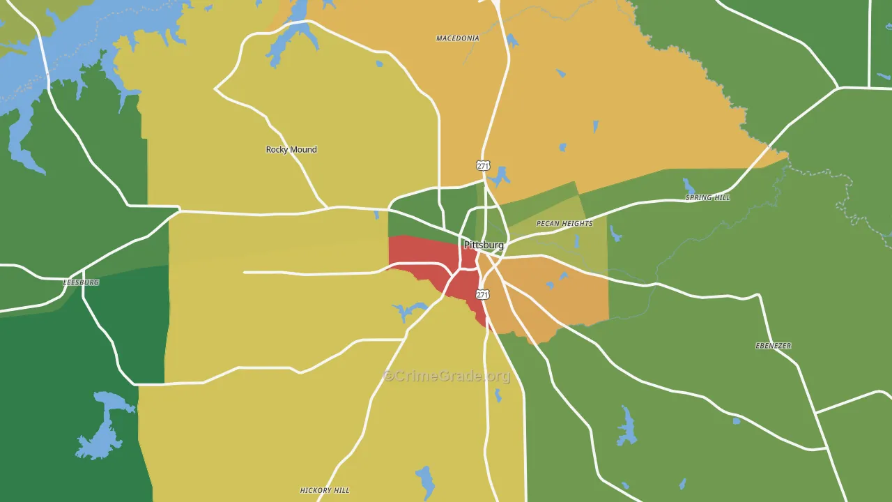 Pittsburg, TX Map of Vandalism Rates