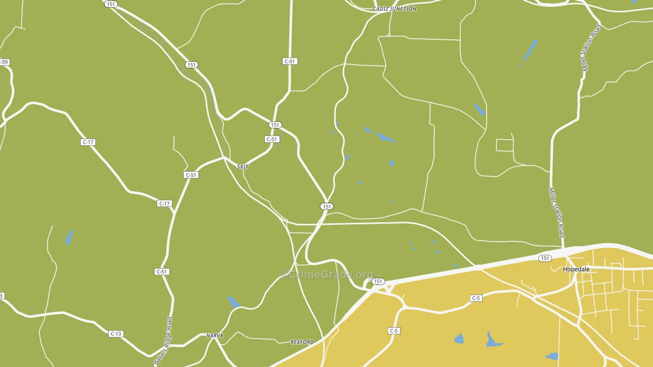 Pittsburgh Junction, OH Map of Vandalism Rates
