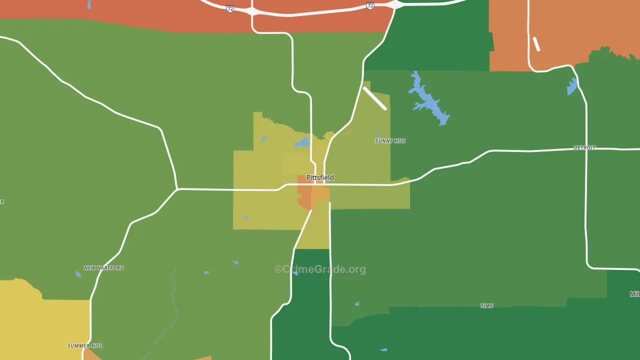 Pittsfield, IL Map of Vandalism Rates