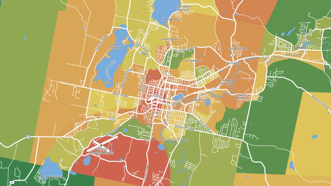 Pittsfield, MA Map of Vandalism Rates