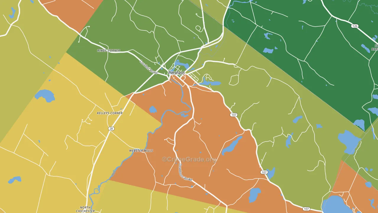 Pittsfield, NH Map of Vandalism Rates