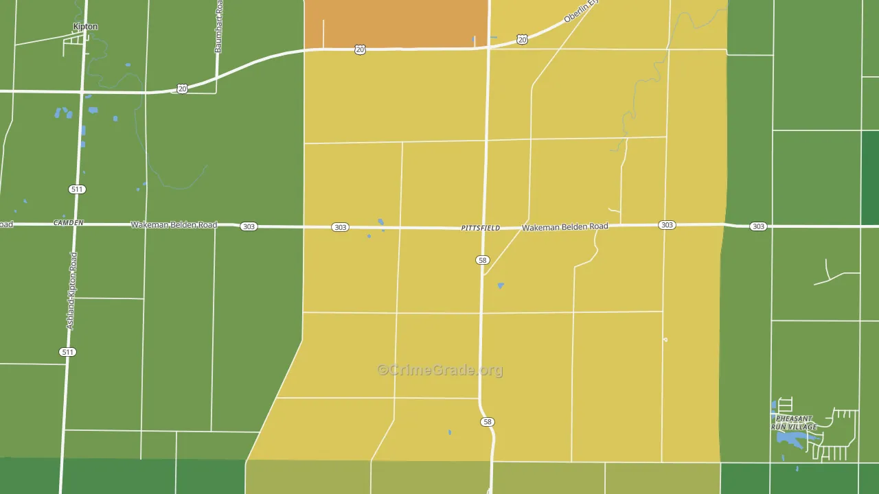Pittsfield, OH Map of Vandalism Rates