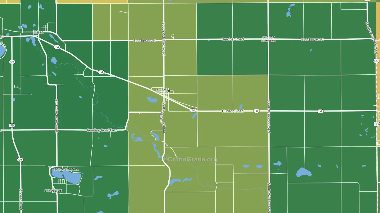 Pittsford, MI Map of Vandalism Rates