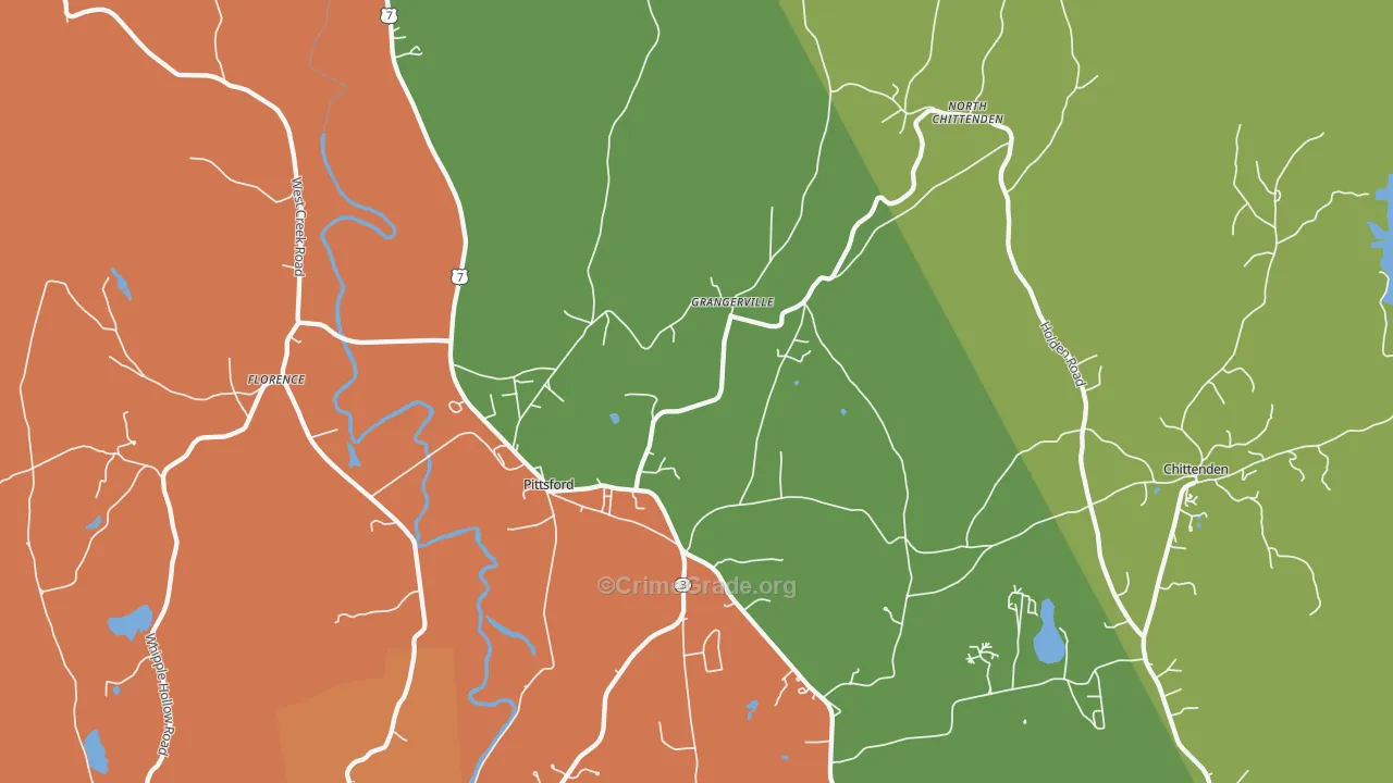 Pittsford, VT Map of Vandalism Rates