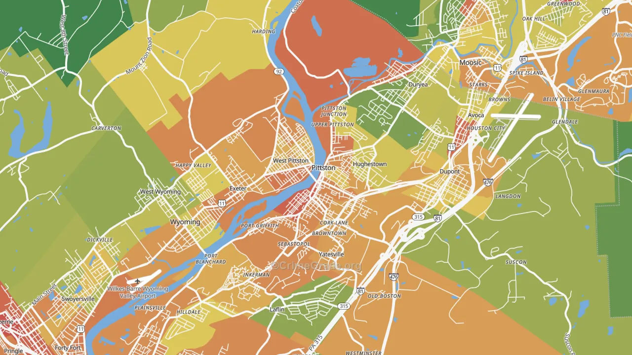 Pittston, PA Map of Vandalism Rates