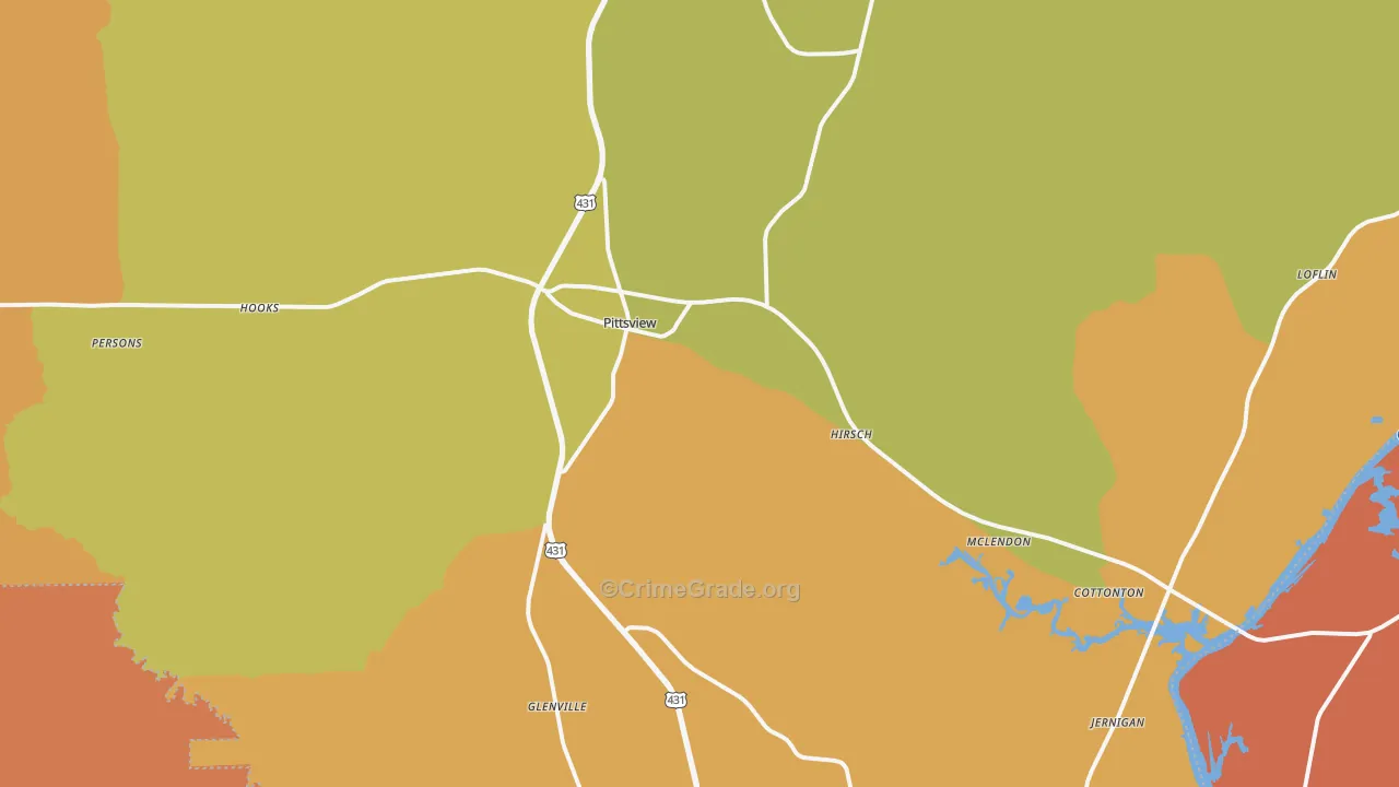 Pittsview, AL Map of Vandalism Rates