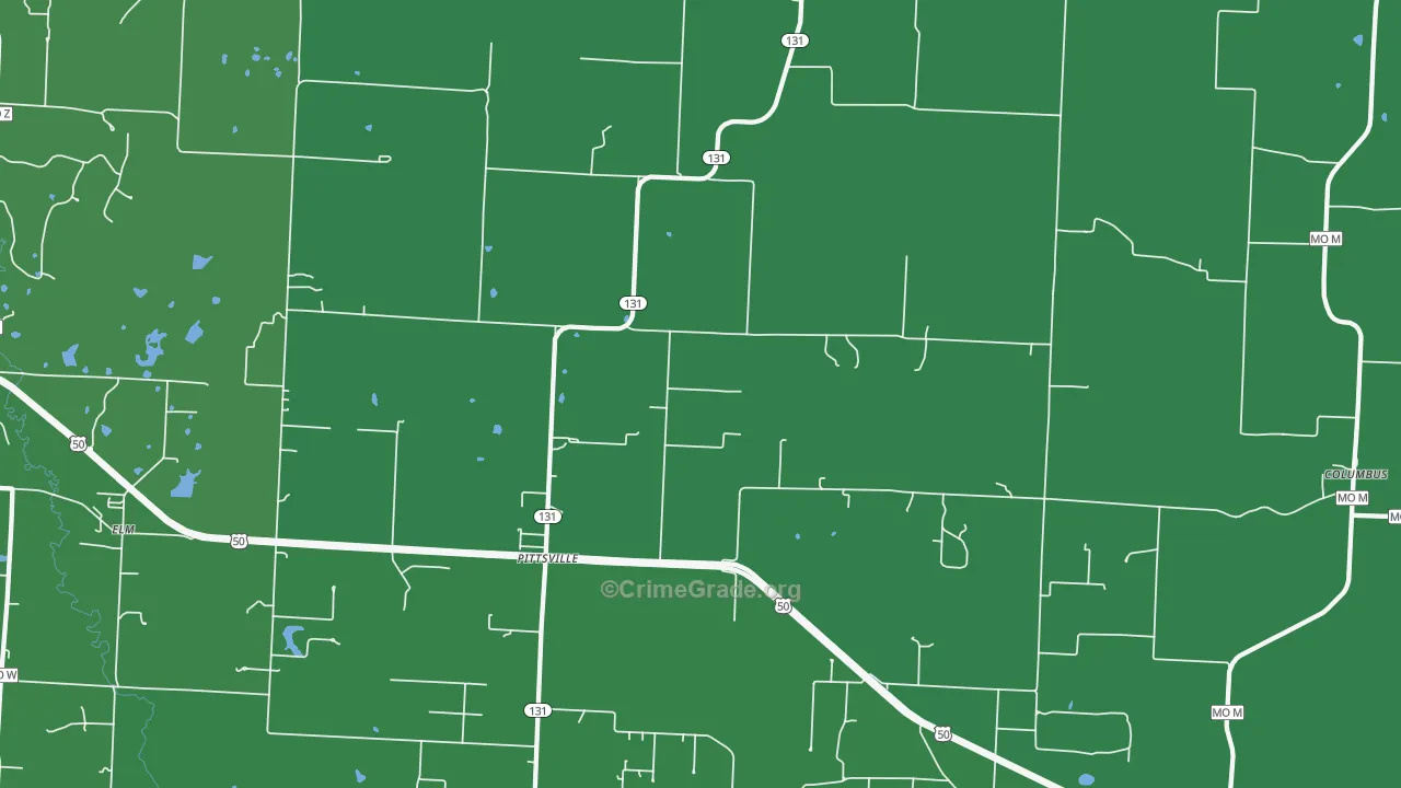 Pittsville, MO Map of Vandalism Rates