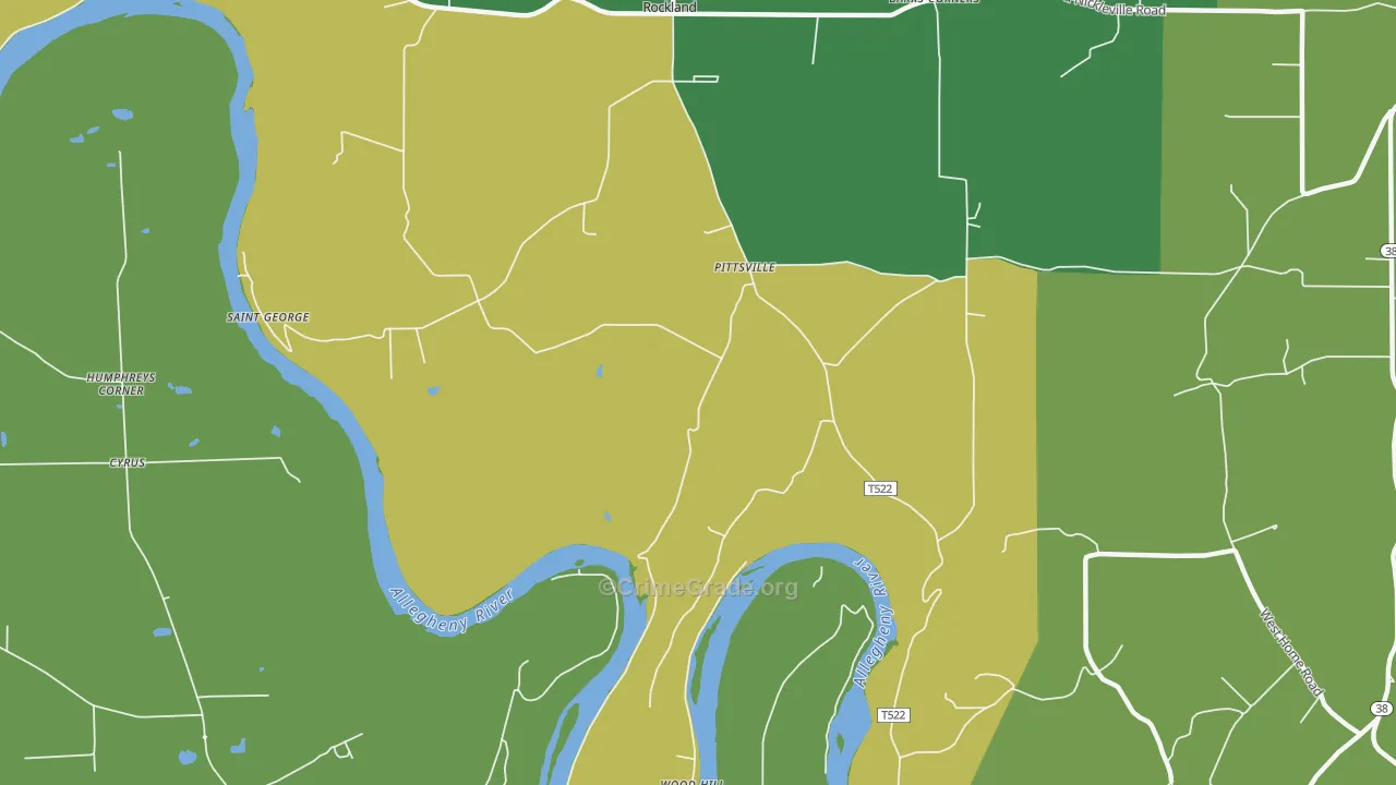 Pittsville, PA Map of Vandalism Rates