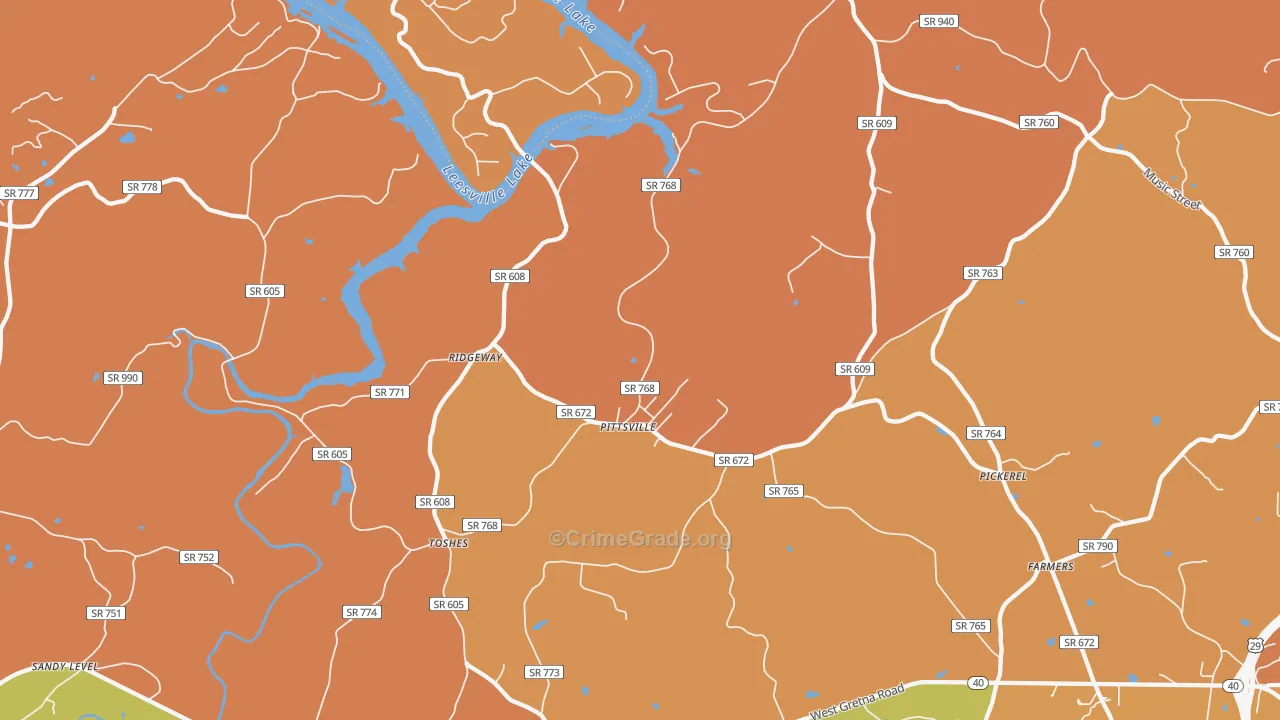 Pittsville, VA Map of Vandalism Rates