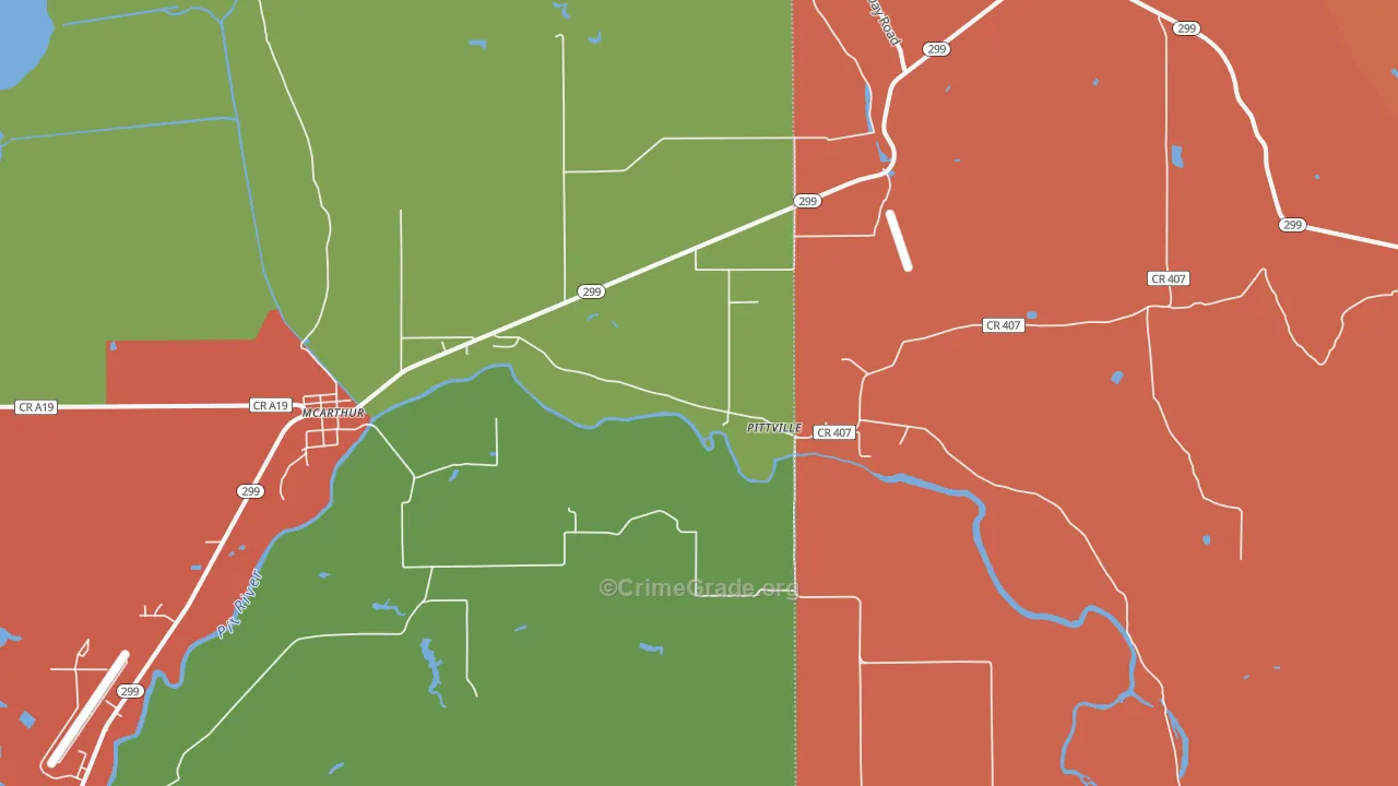 Pittville, CA Map of Vandalism Rates