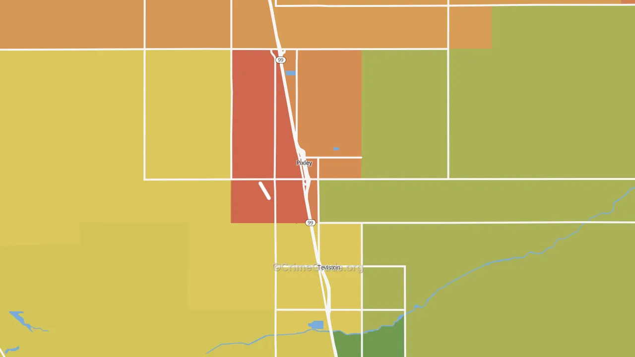Pixley, CA Map of Vandalism Rates