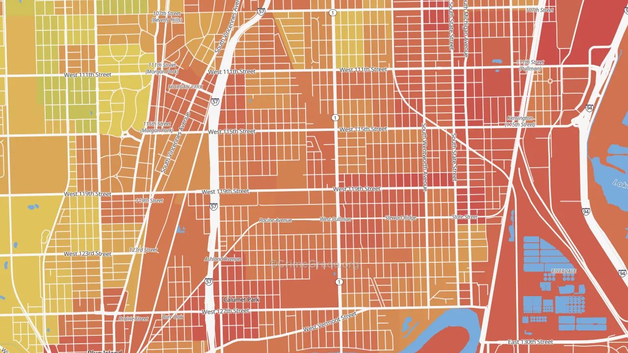 Placerdale, Chicago, IL Map of Vandalism Rates