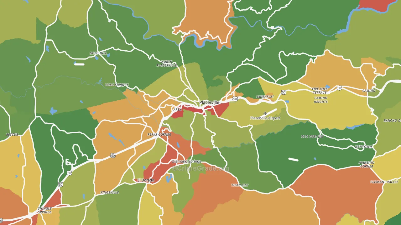 Placerville, CA Map of Vandalism Rates