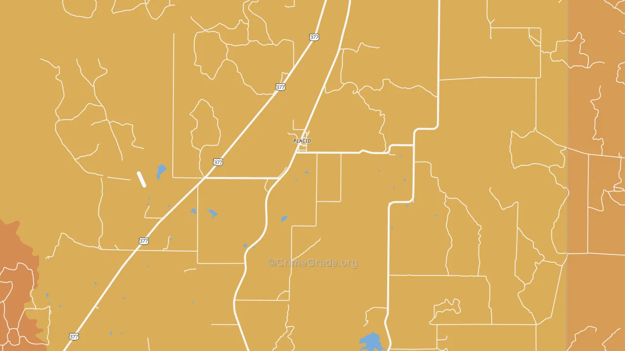 Placid, TX Map of Vandalism Rates