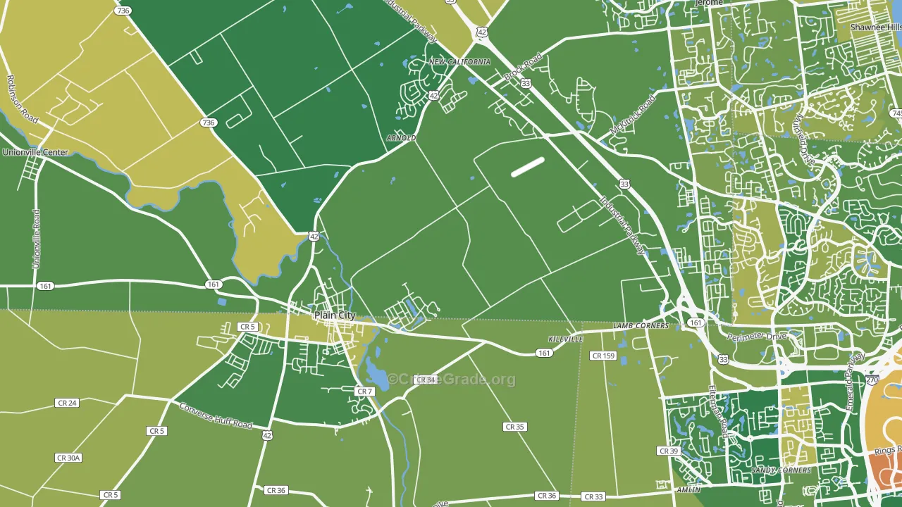 Plain City, OH Map of Vandalism Rates