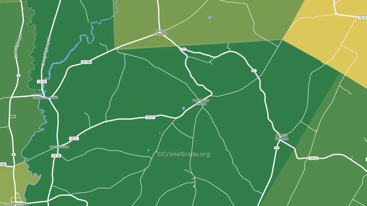 Plainfield Center, NY Map of Vandalism Rates