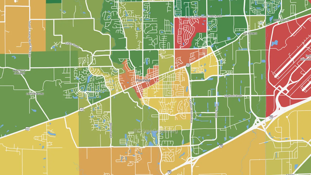 Plainfield, IN Map of Vandalism Rates