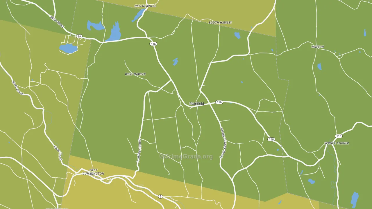 Plainfield, MA Map of Vandalism Rates